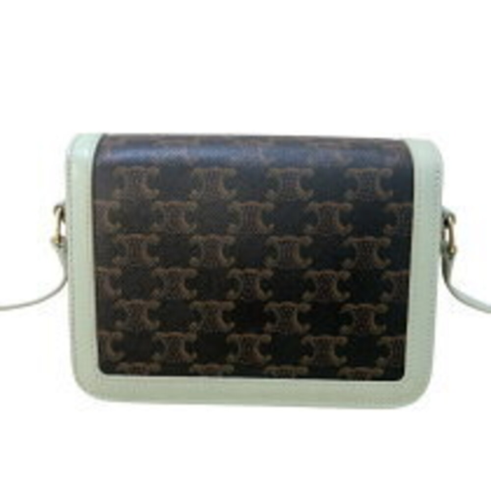 Celine Canvas Bag Green Leather Triomphe Calf Teen